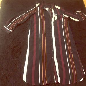 Pinstripe , button-down, collared dress